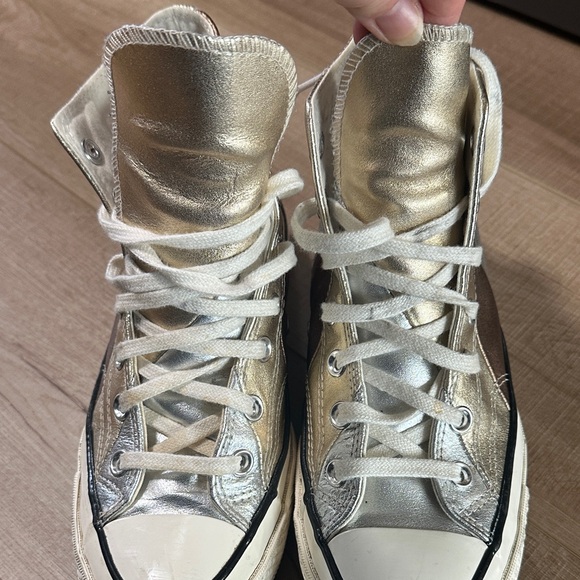 Converse High Top Sneakers in Metallic Gold and Copper-Tone - Picture 9 of 16